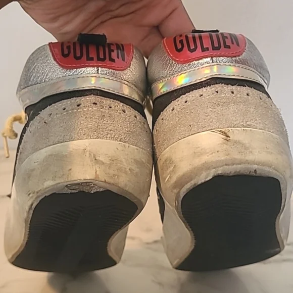 Golden Goose Mid Star Silver Glitter Sneakers Women's 10 Grunge Gorp Distressed - Picture 13 of 16